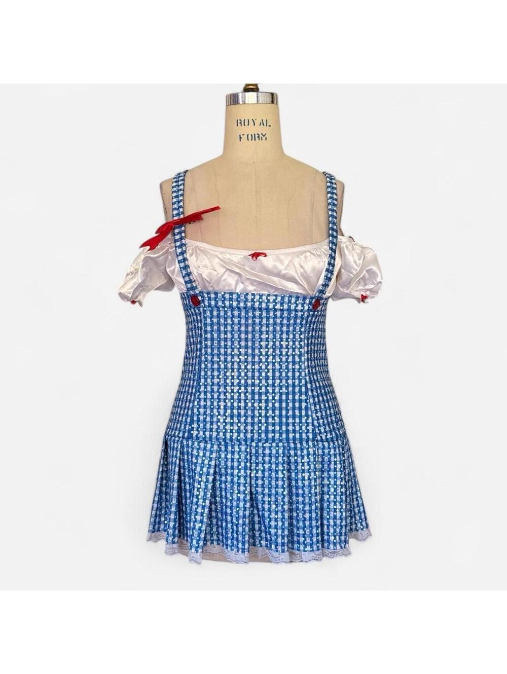 Rubies Y2K Blue Gingham Dorothy Puff Sleeve Sexy Halloween Costume Dress